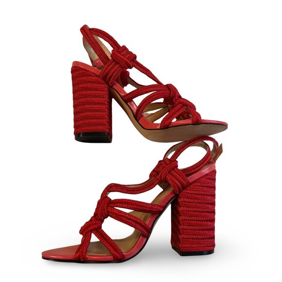 NWOT Cabi Tiptoe Sandal – Red Hibiscus – Women’s Size 7 – Rope Block Heel - Picture 5 of 12